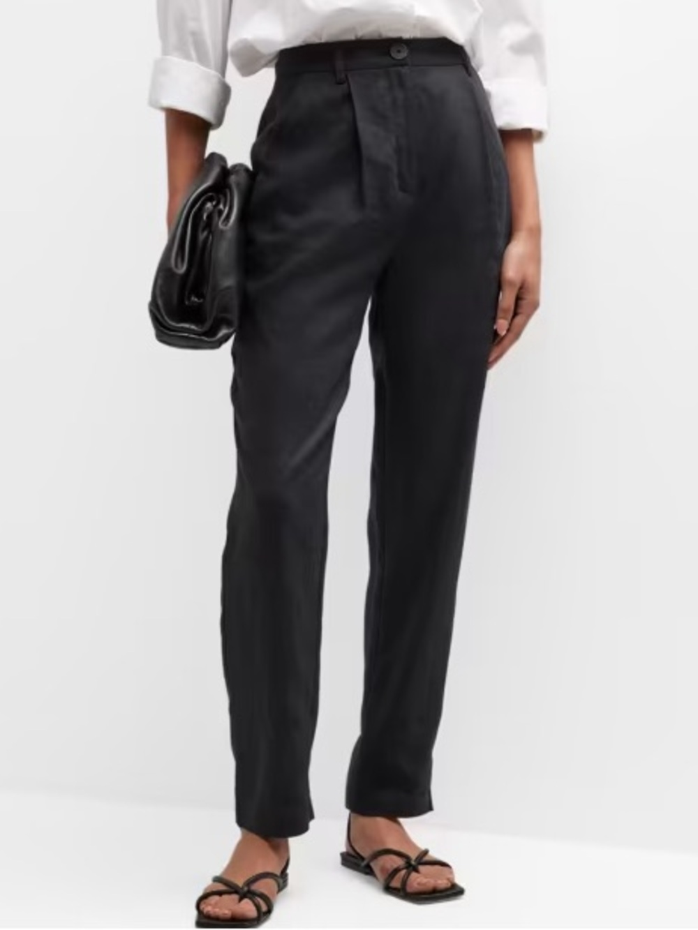 Mara Hoffman Dita High Waist Tapered Hemp Pants Black Size 6 Trouser Lightweight